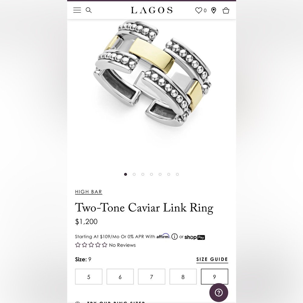 LAGOS HIGH BAR Two-Tone Caviar Link Ring - Picture 11 of 12